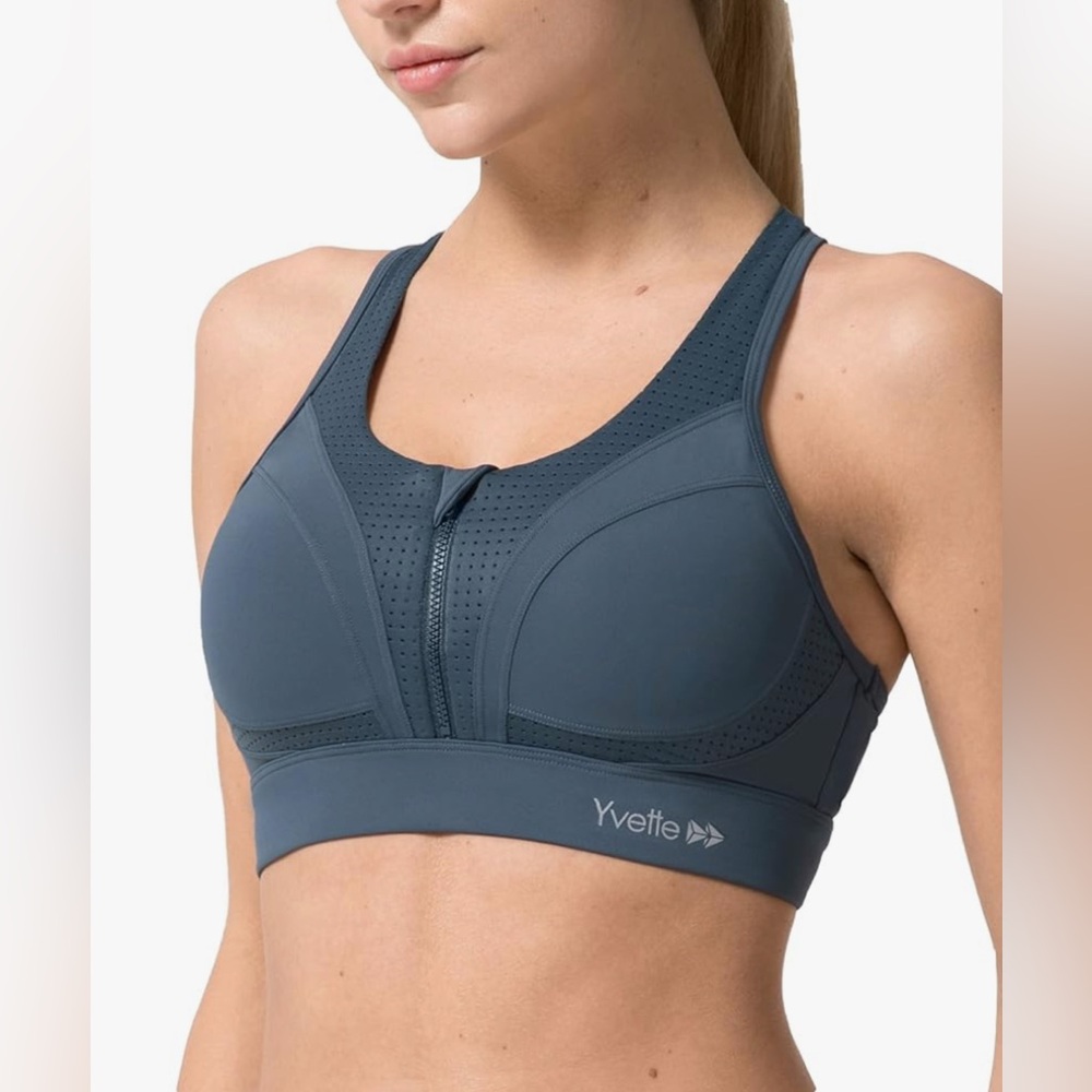 Yvette Zip Sports Bra High Impact Training Front Closure Back Support Size 10